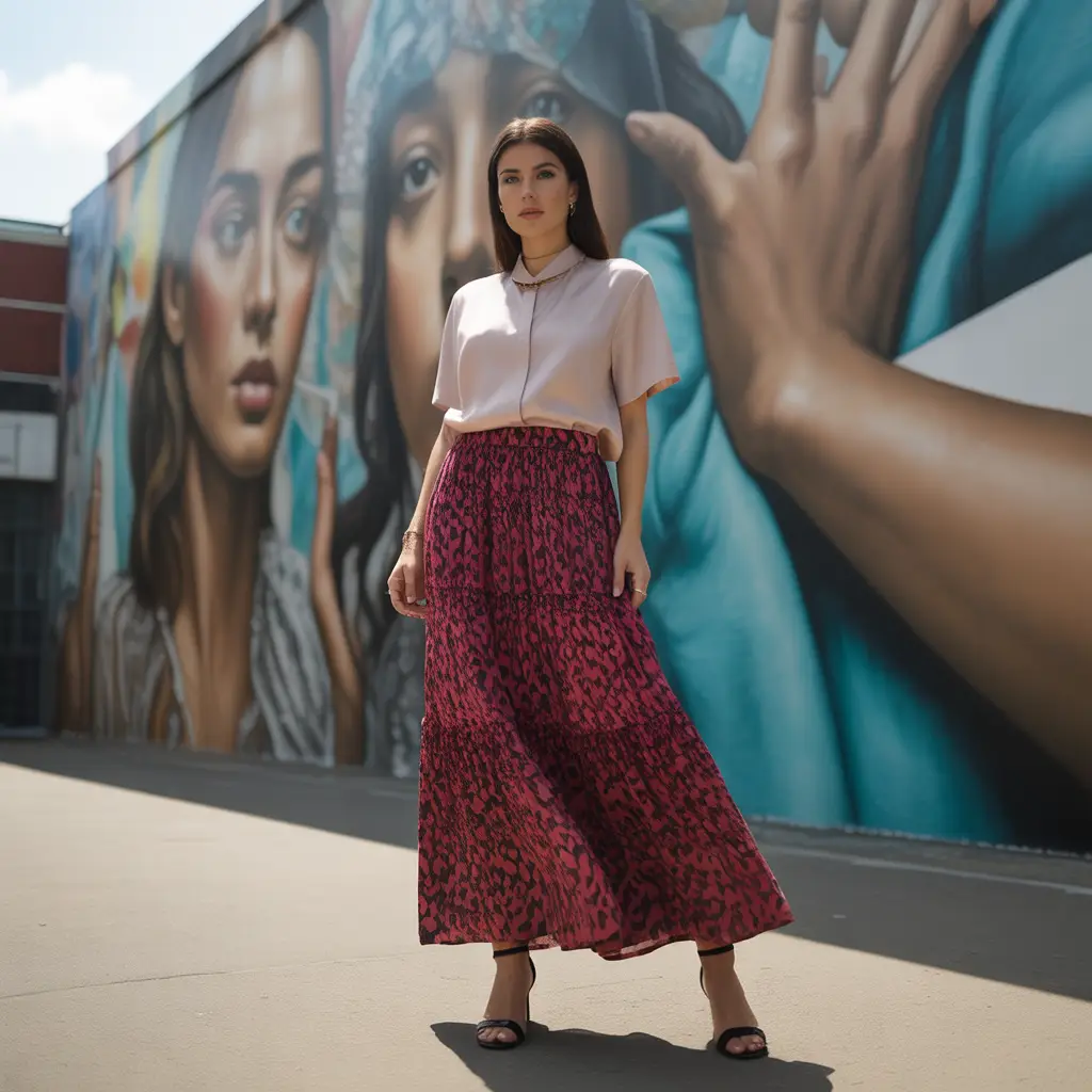 Printed Maxi Skirt Statement Look
