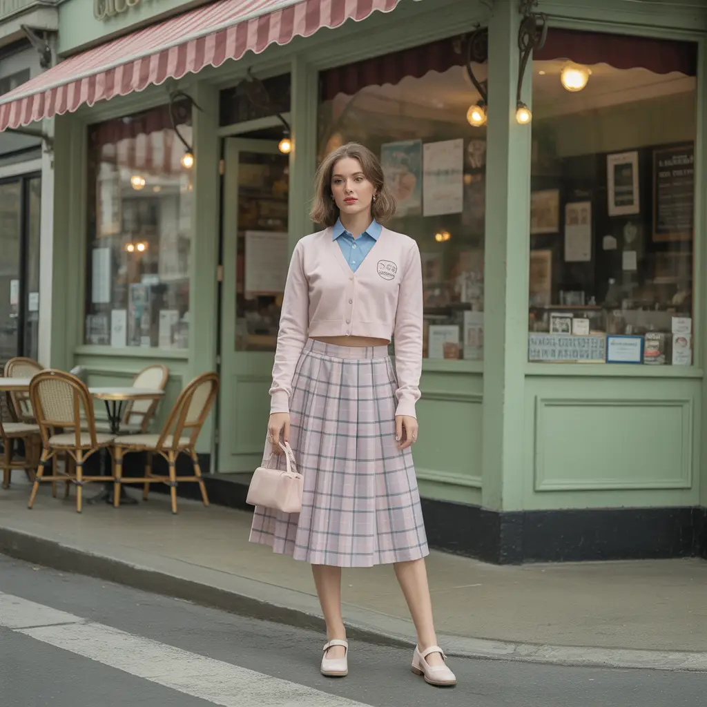 Retro-Inspired Look with a Cardigan