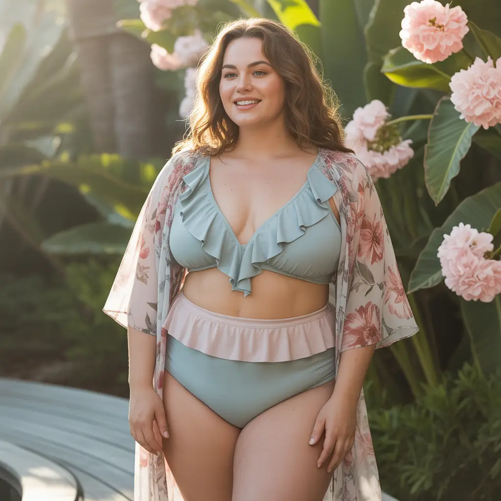 18 Best Plus Size Swimwear Outfit Ideas for Confident Summer Style 15 Ruffled and Romantic Details