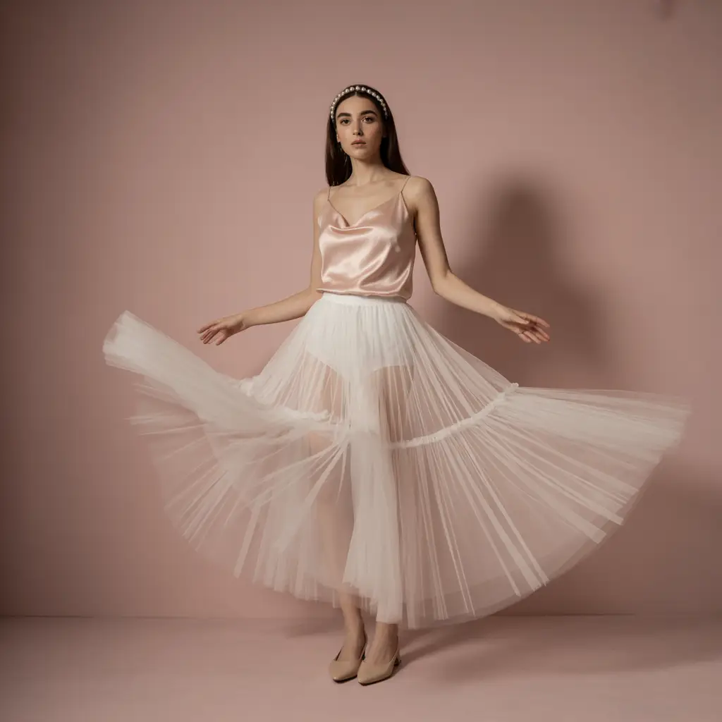 Satin Cami and Tulle Skirt