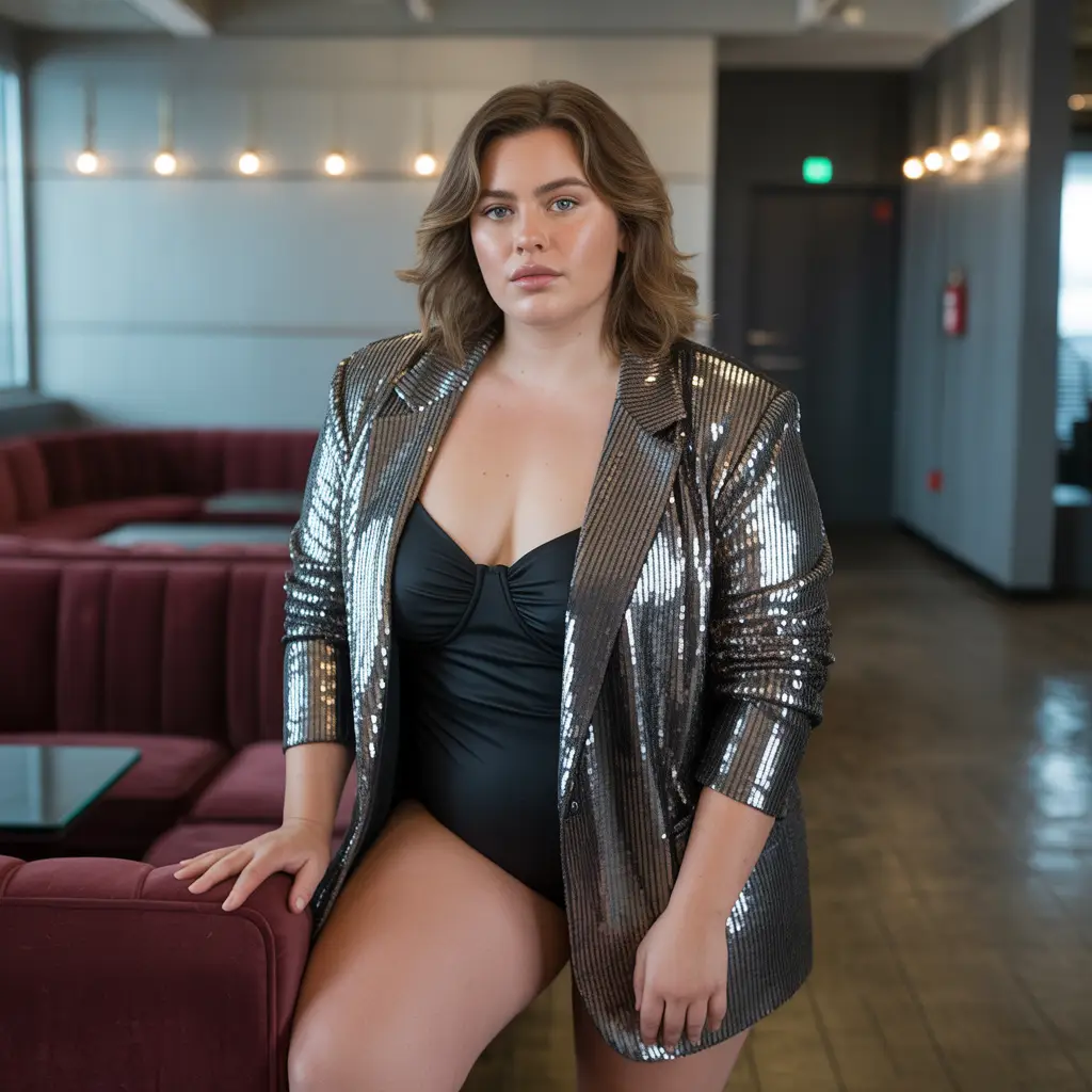 Sequin Blazer and Bodysuit Ensemble