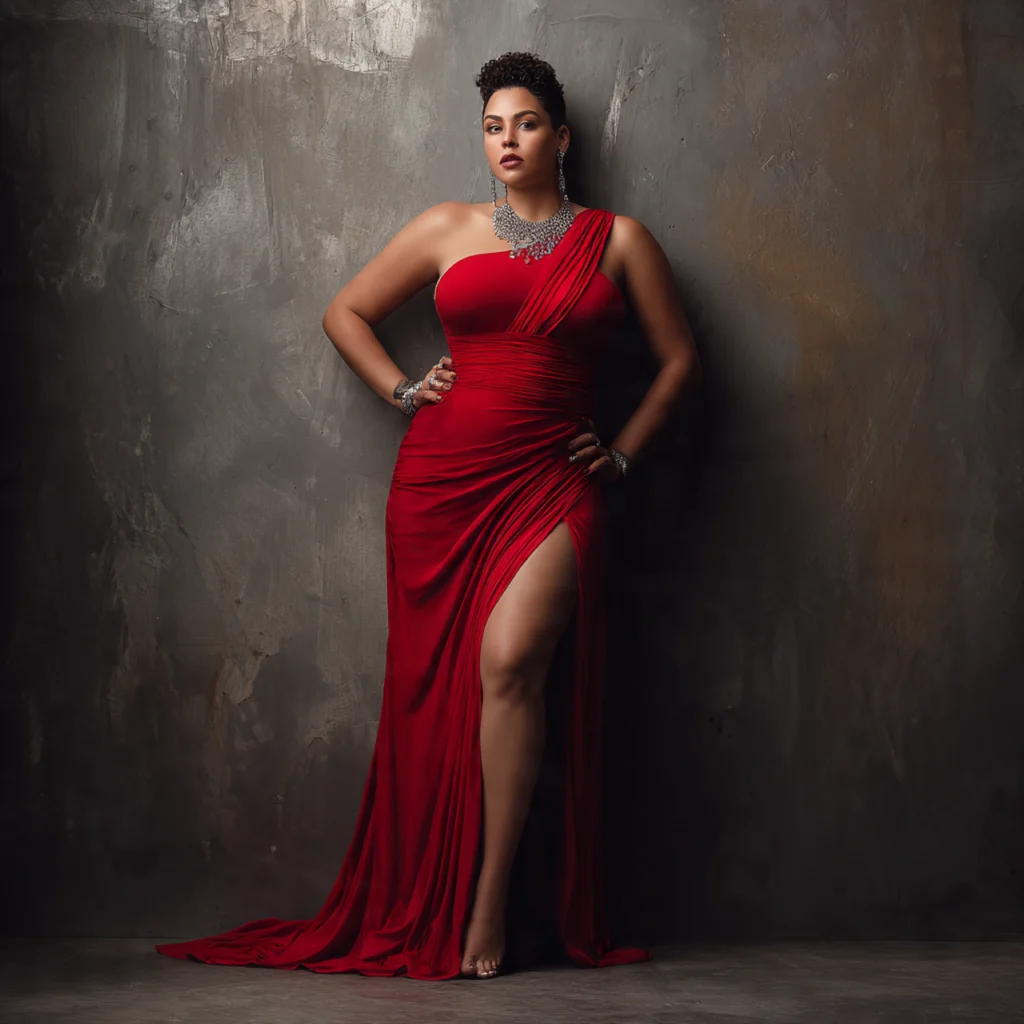 15 Best Plus Size Prom Outfit Ideas to Shine on Your Big Night 7 Sleek One-Shoulder Gown