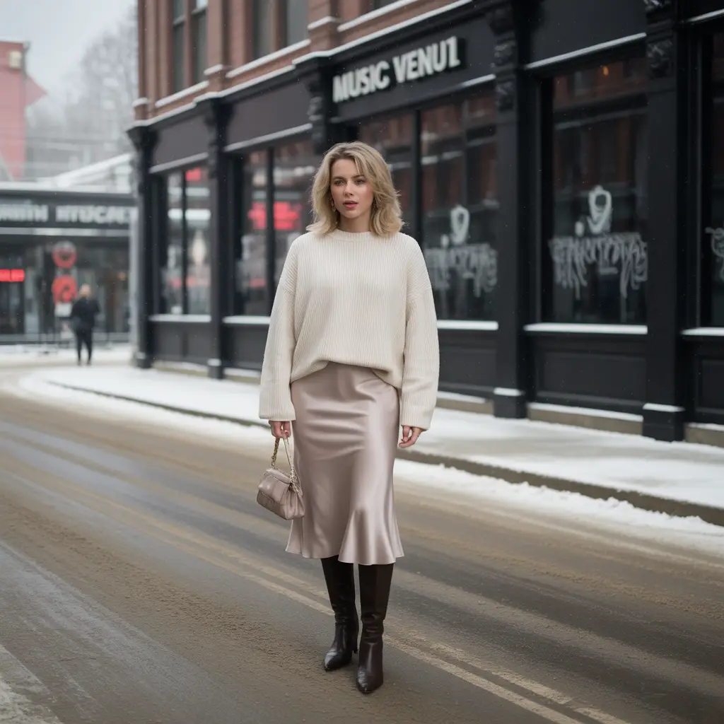 Sweater and Midi Skirt Combo