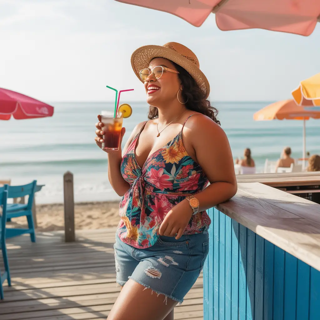 18 Best Plus Size Swimwear Outfit Ideas for Confident Summer Style 4 Tankini with Denim Shorts