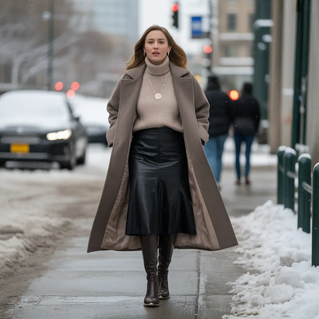 Turtleneck and Boots for Winter Warmth