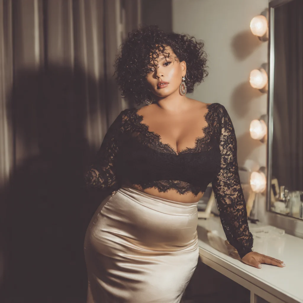 15 Best Plus Size Prom Outfit Ideas to Shine on Your Big Night 4 Two-Piece Crop Top and Skirt Set