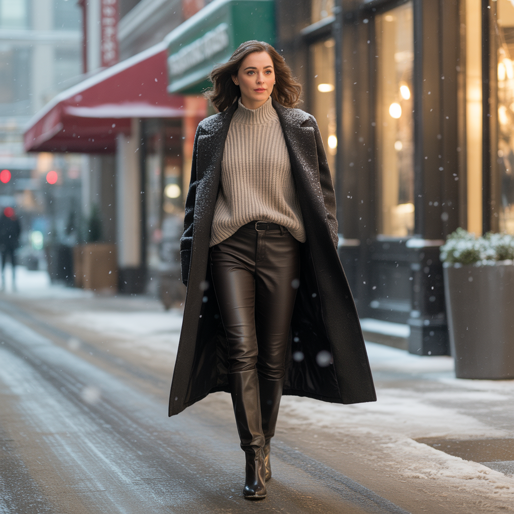 Cozy Knit with Leather