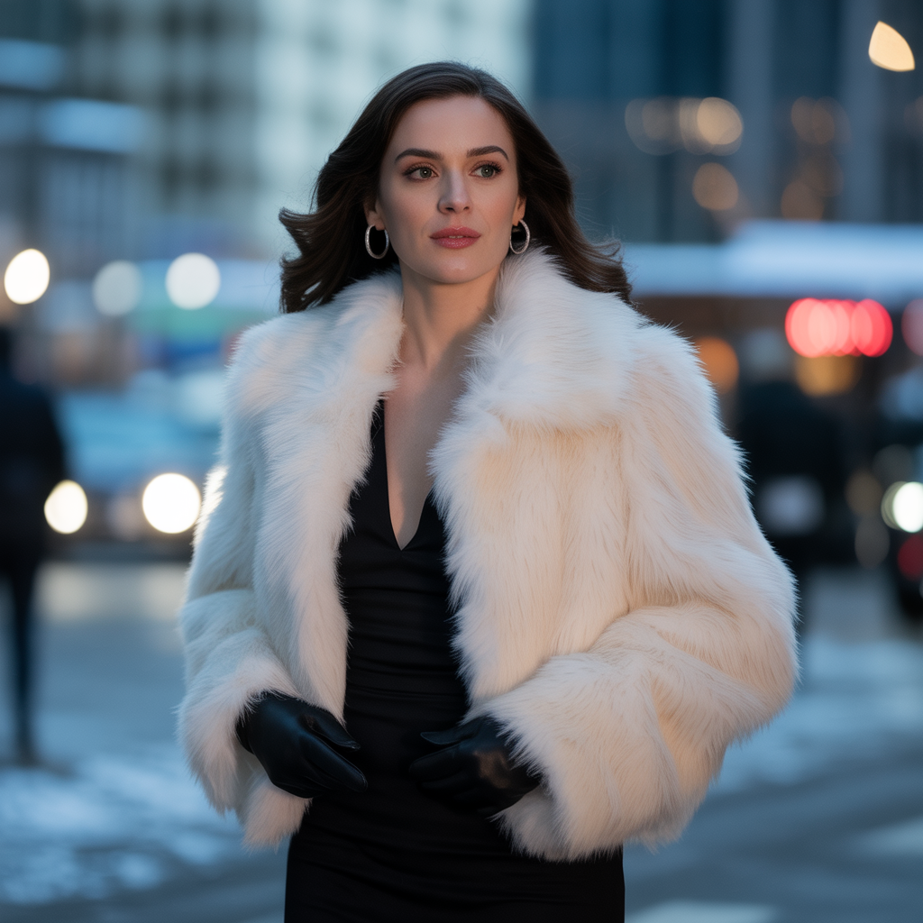 Faux Fur Coat over Minimal Base