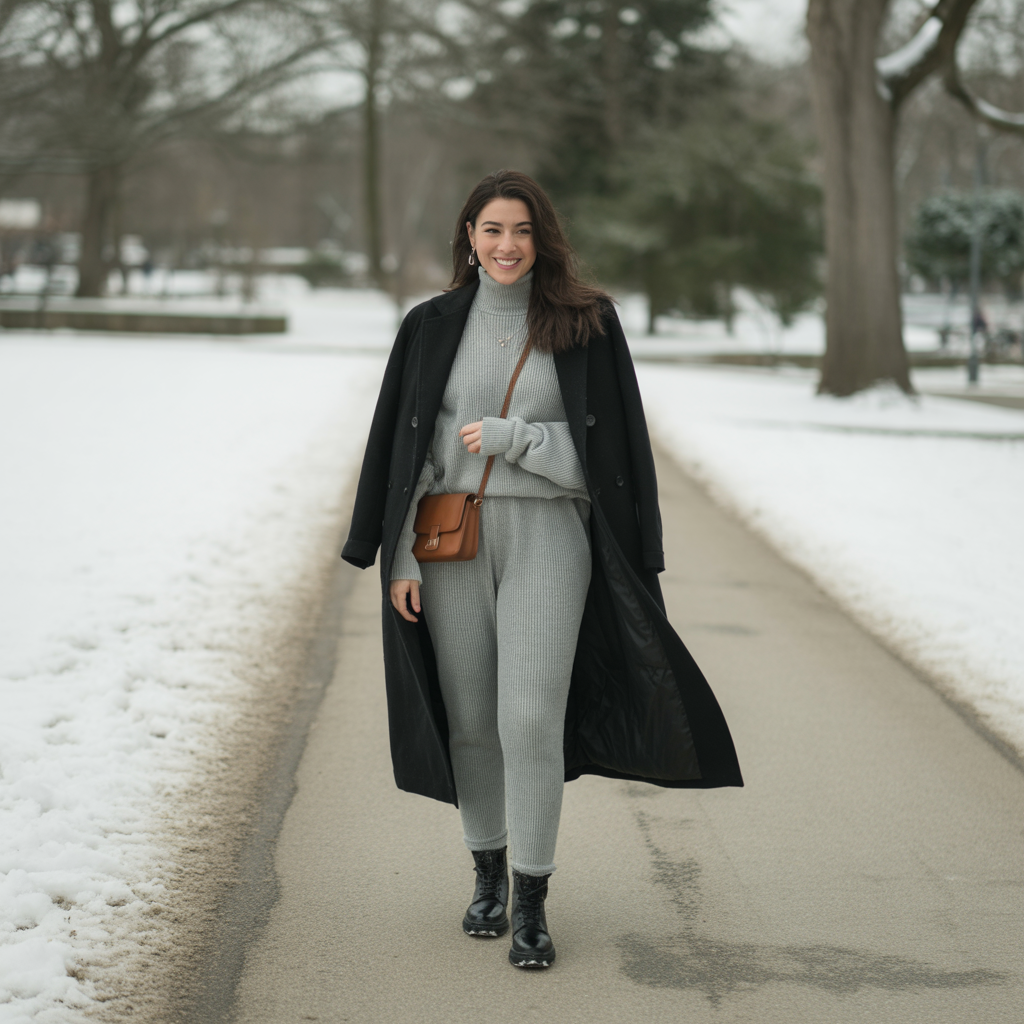 Knit Jumpsuit and Long Coat