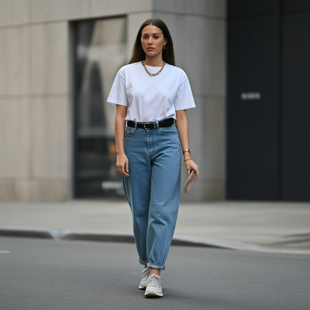 Classic White Tee and Denim Combo