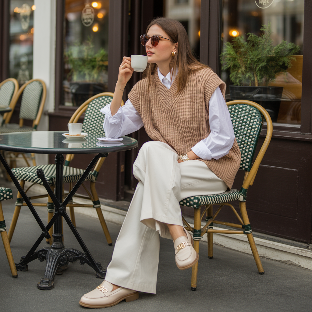 Sweater Vest Layered Over a White Shirt