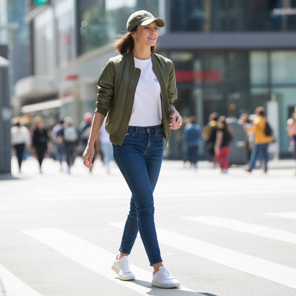 Bomber Jacket and Slim Jeans