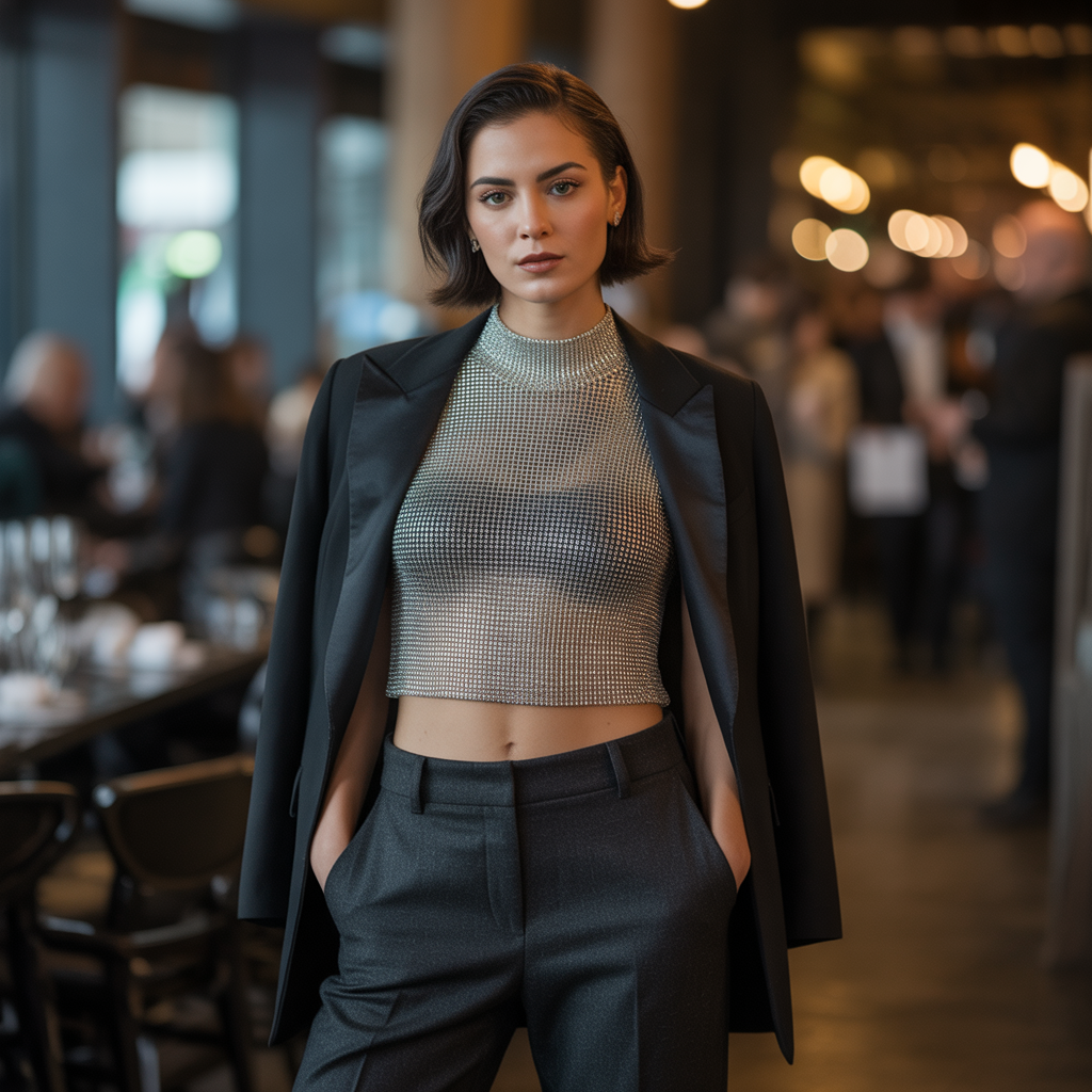 Chainmail Top with Tailored Pants