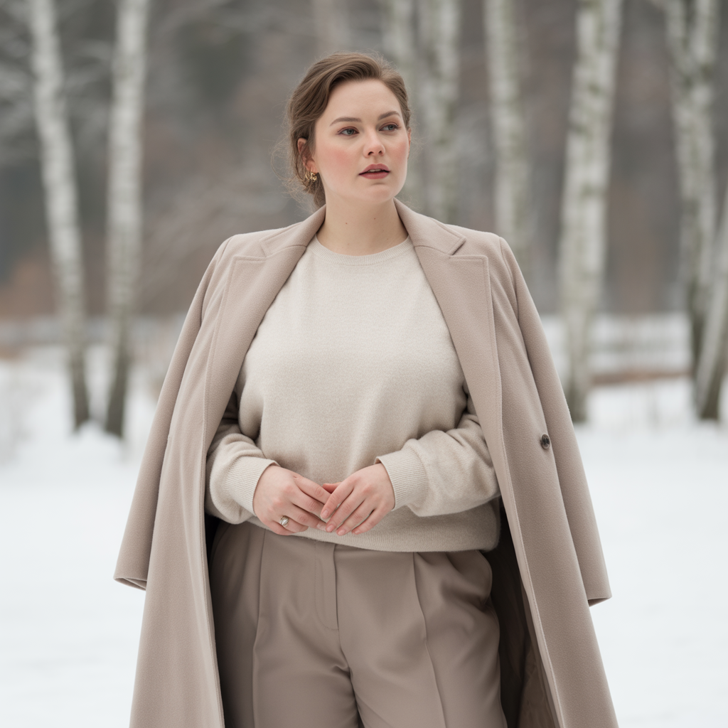 Plus Size Winter Outfits: 18 Chic Ideas to Stay Warm & Stylish 9 Monochrome Layering in Neutrals
