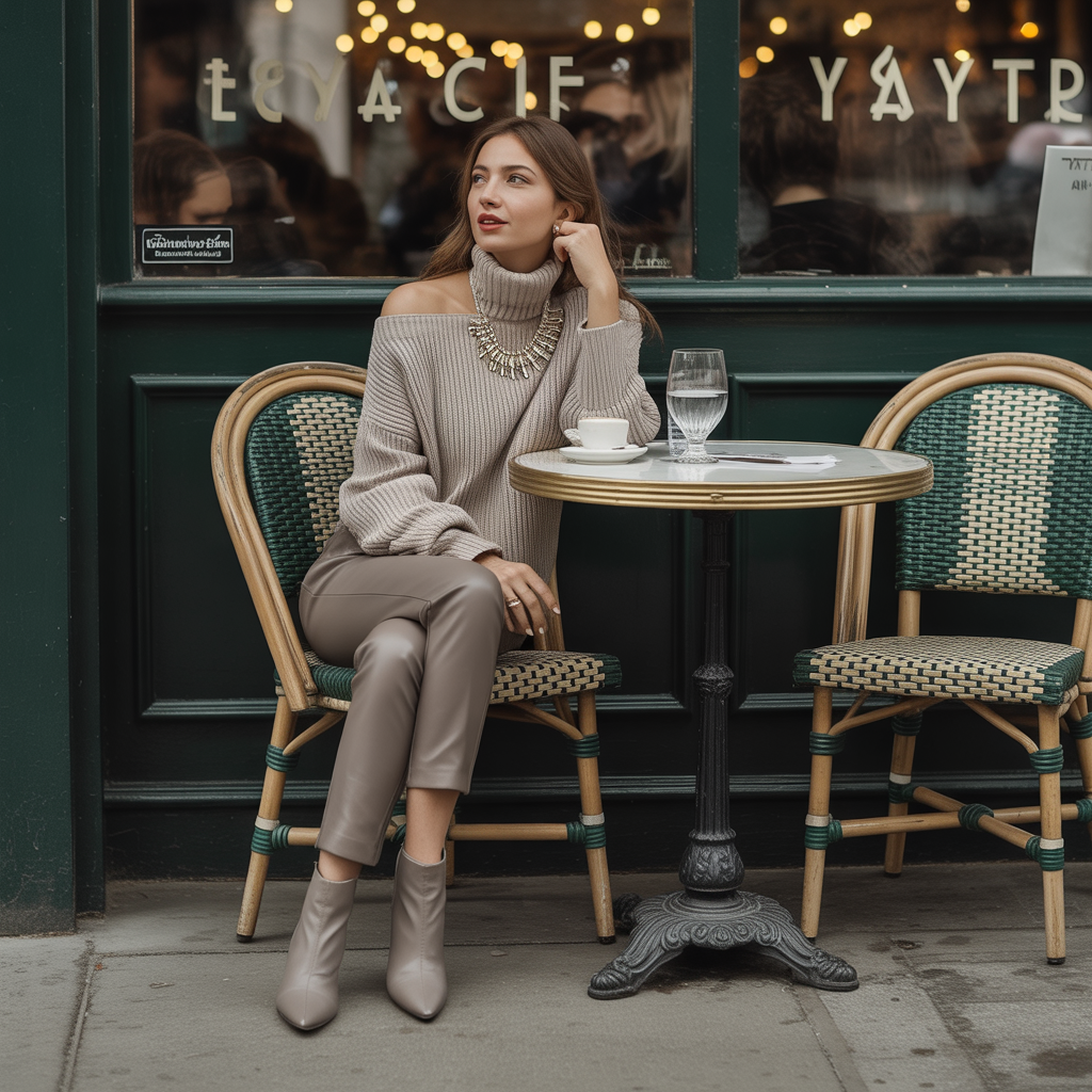 Off-Shoulder Sweater with Statement Neck