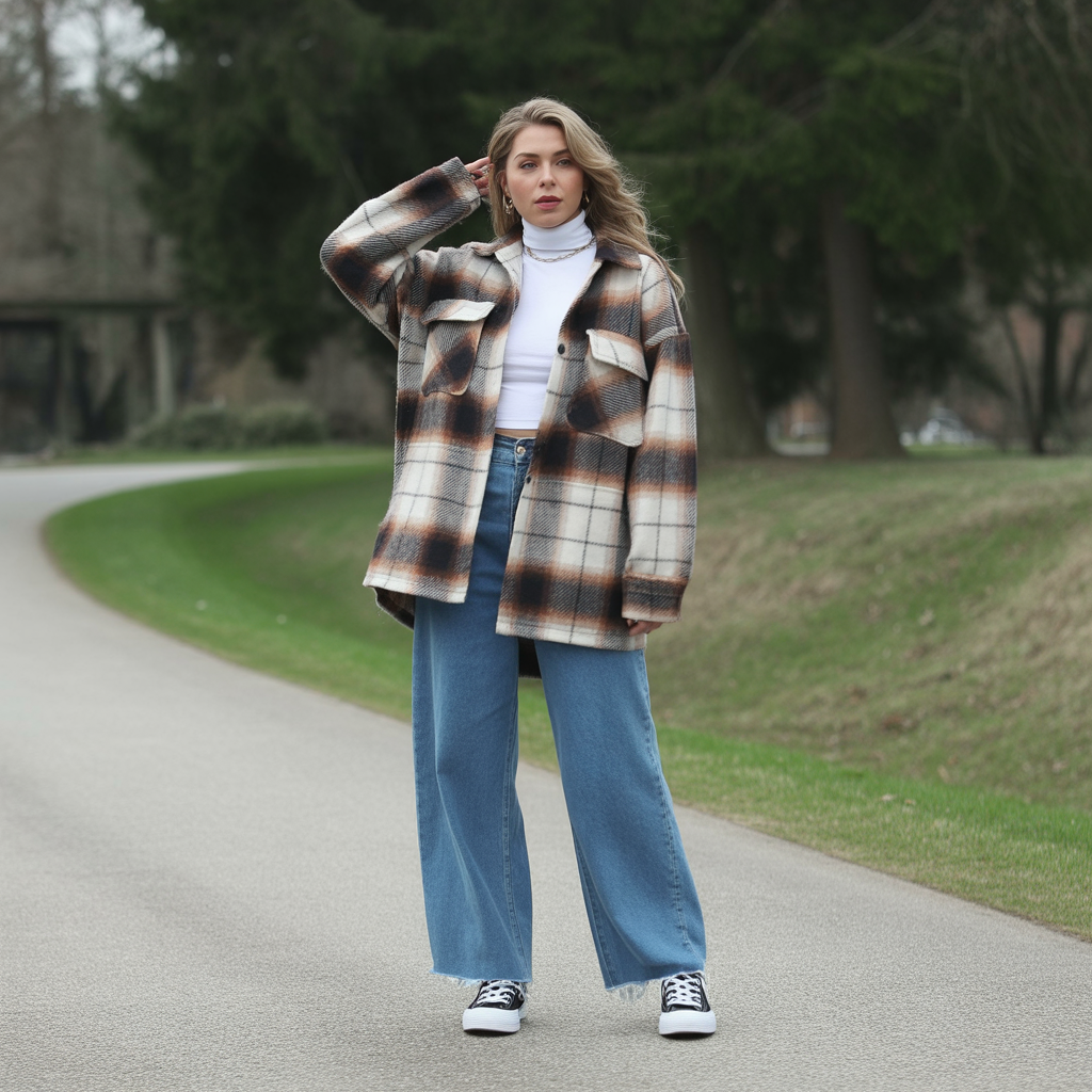 Shackets with Wide-Leg Jeans