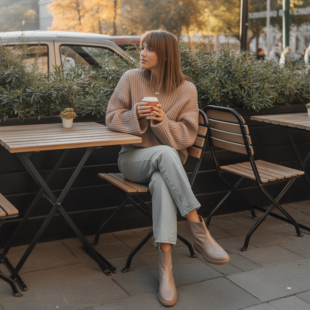 Oversized Sweater with Cropped Jeans
