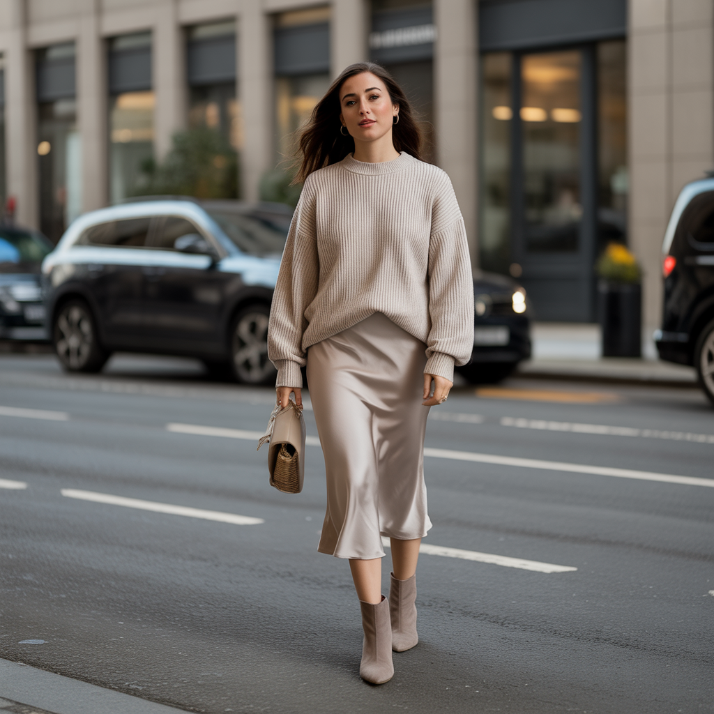 Sweater with Midi Slip Skirt