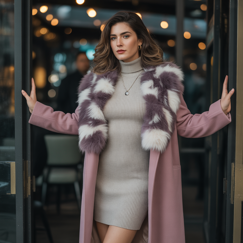 Knit Bodycon Dress with Statement Coat