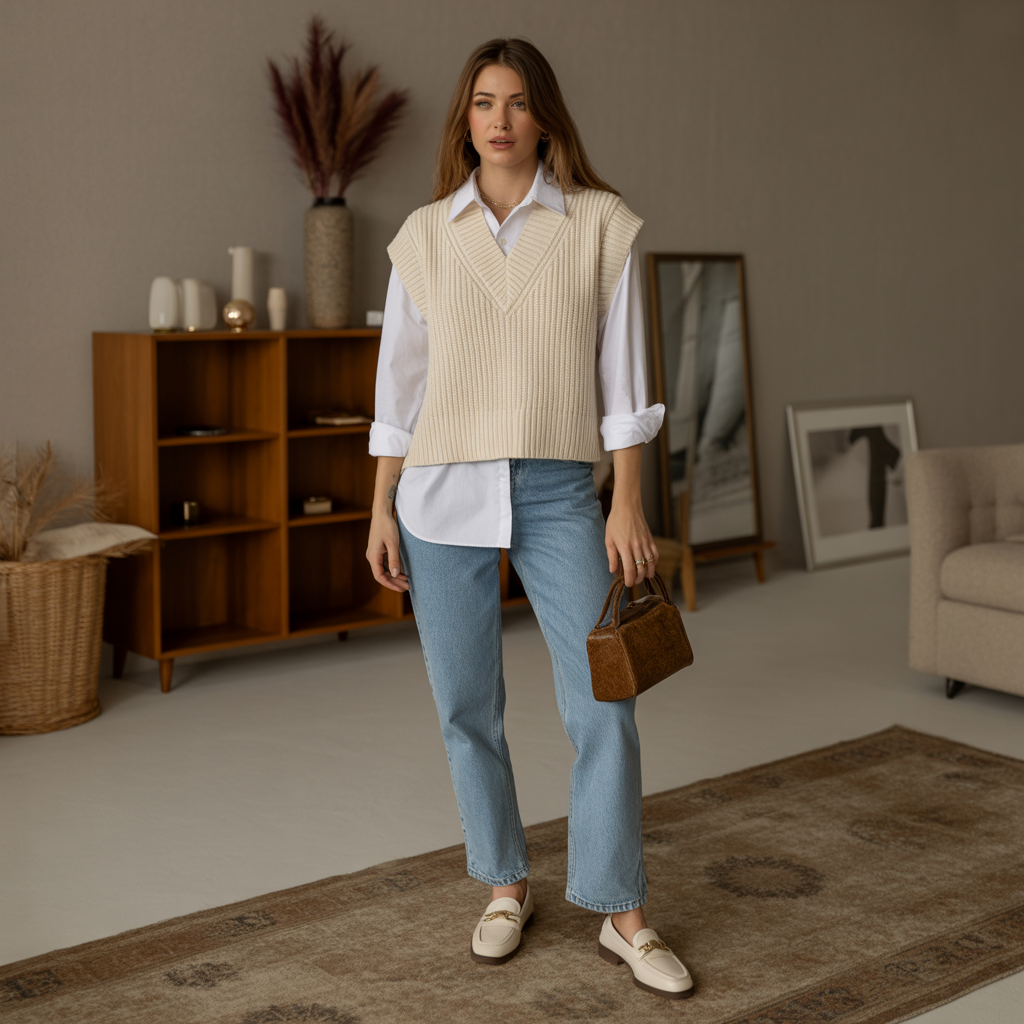 Sweater Vests over Button-Down Shirts