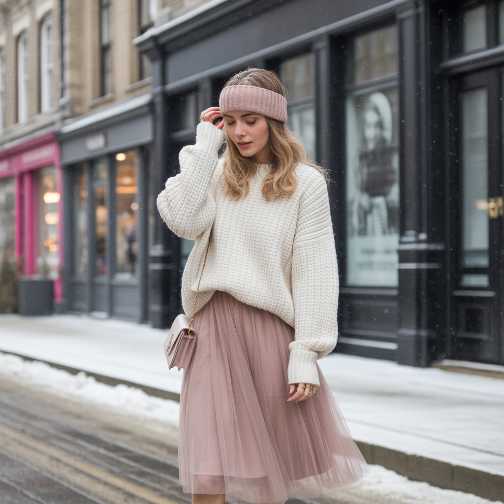 Sweater Dress with Long Coat