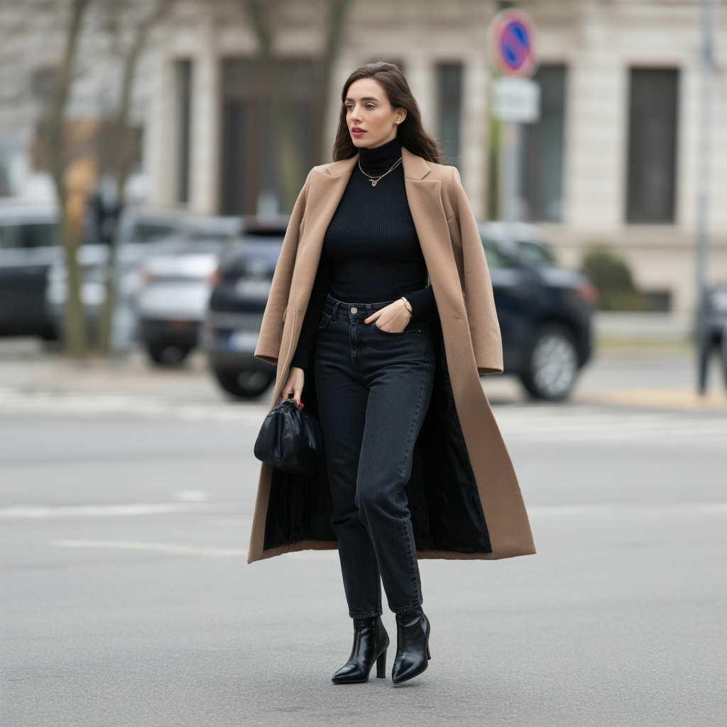 Turtleneck Sweater with Dark Denim