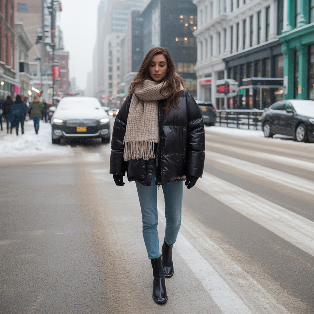 Oversized Puffer with Skinny Jeans