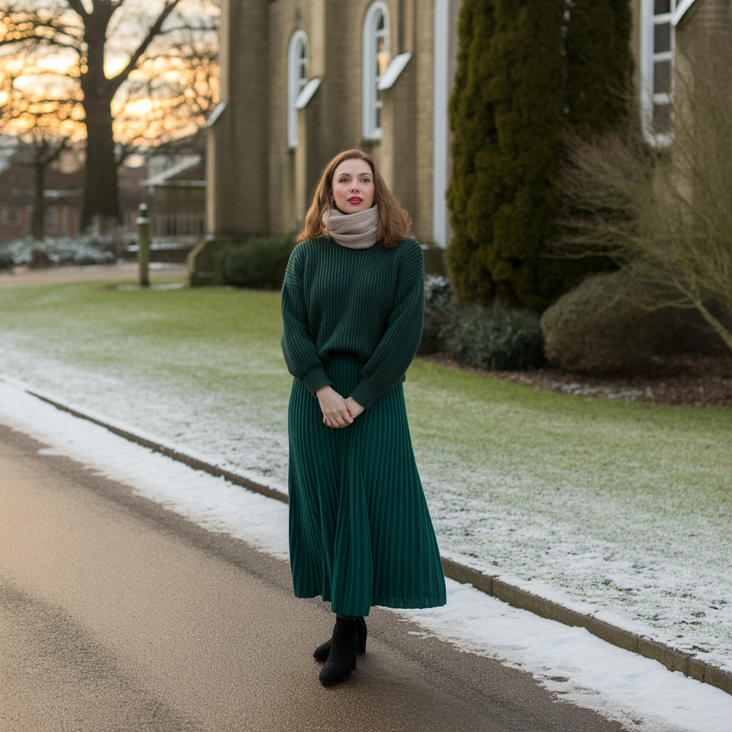 Maxi Skirt and Chunky Knit Sweater