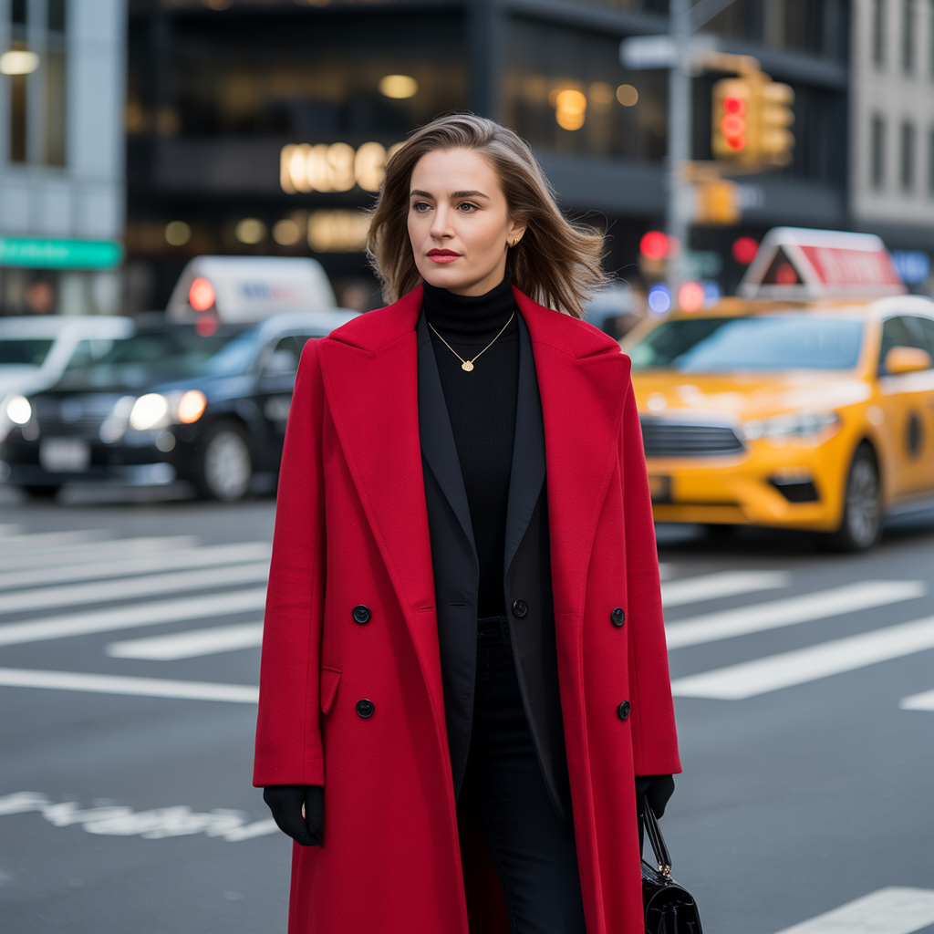 Statement Coat with All-Black Base