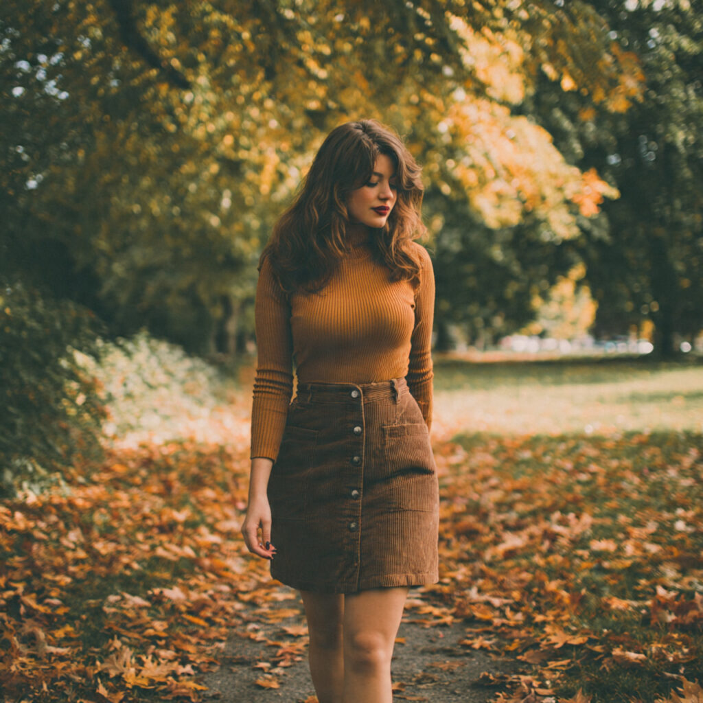 Corduroy Button Down Skirts and Turtlenecks