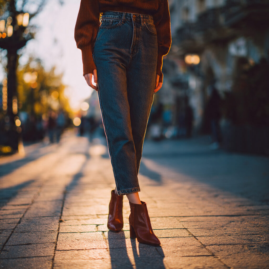 High Waisted Denim with Ankle Boots