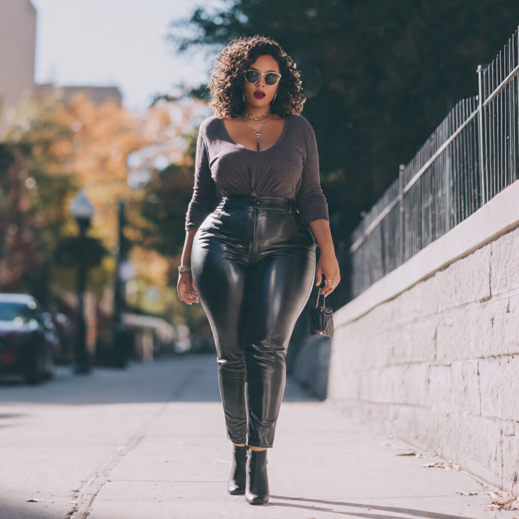 High-Waisted Faux Leather Trousers and Bodysuits