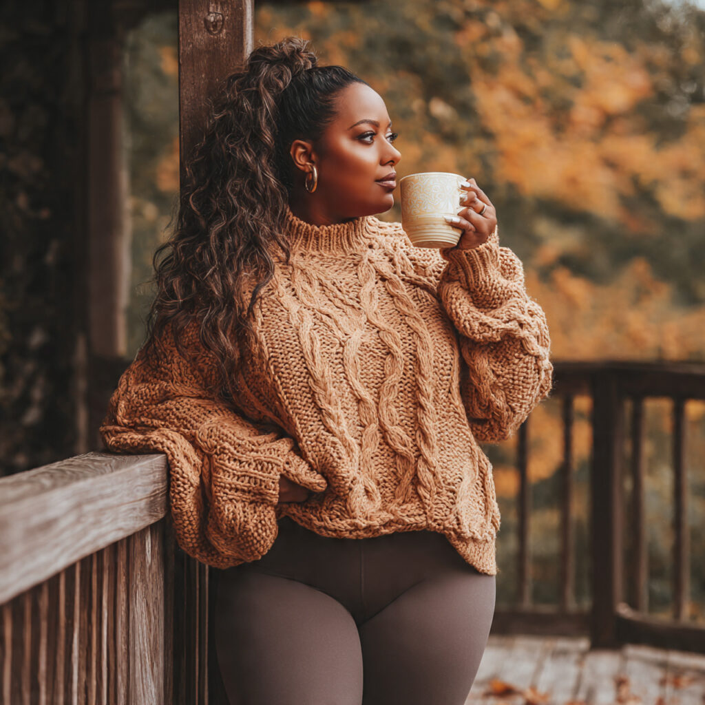 Oversized Chunky Knit Sweaters and Leggings