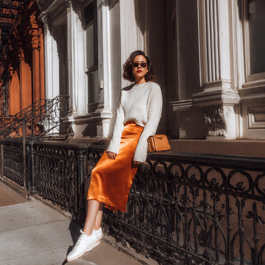 Satin Slip Dresses with Cropped Sweaters