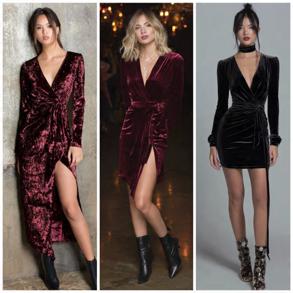 Velvet Wrap Dress Styles