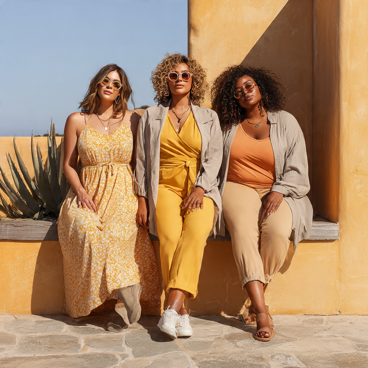 a stylish and confident fashion scene featuring pl