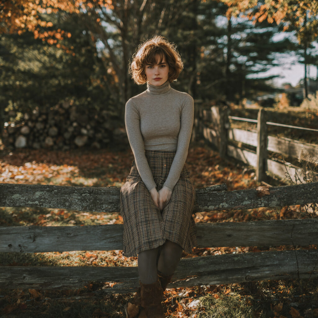 Classic Turtleneck and Plaid Skirt Combinations
