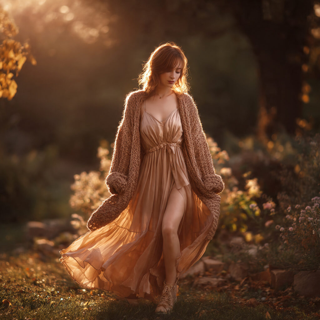 Graceful Silk Slip Dresses with Cardigans