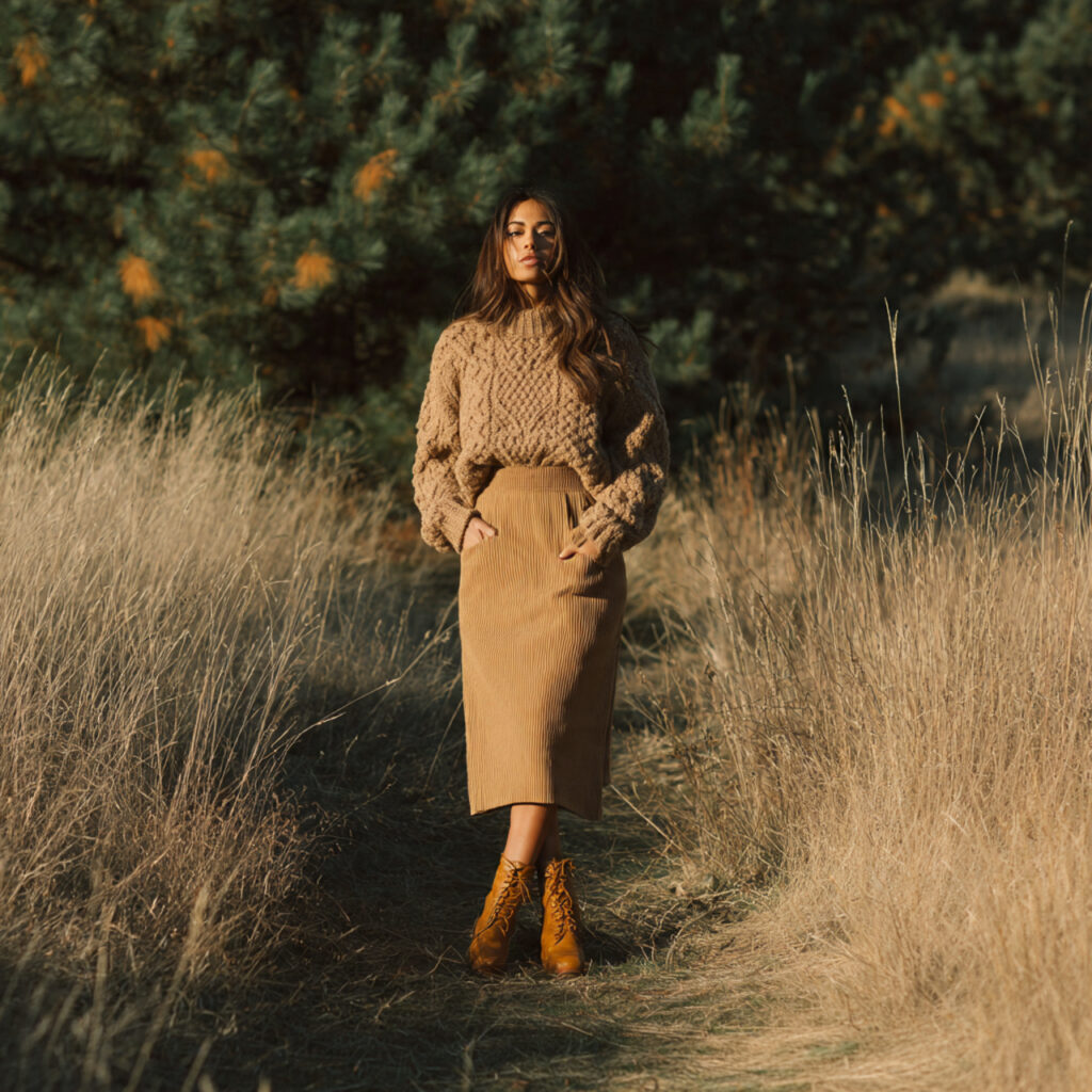 Midi Skirts with Chunky Pullovers