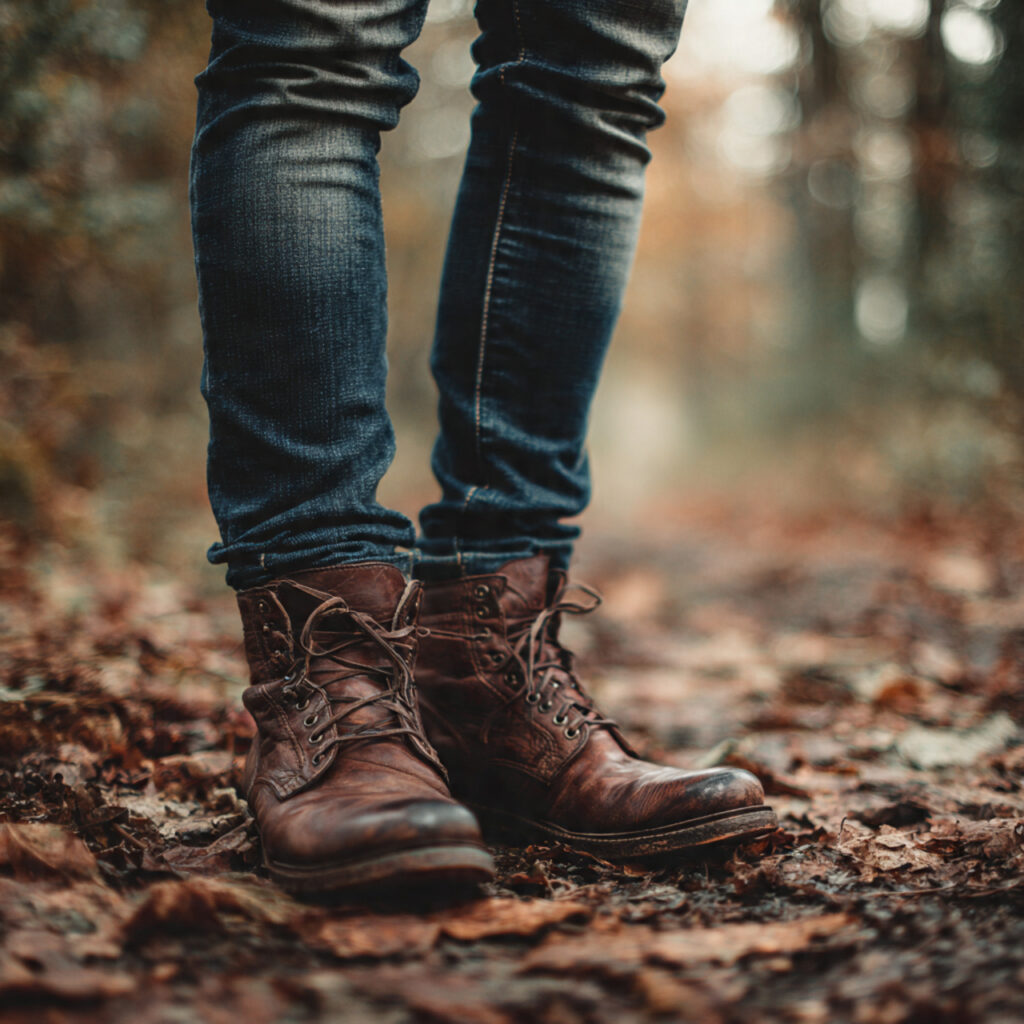 Rugged Leather Boots and Skinny Jeans