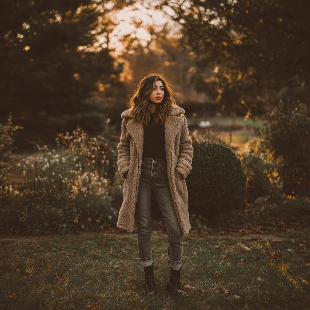 Sherpa Lined Coats and Skinny Jeans