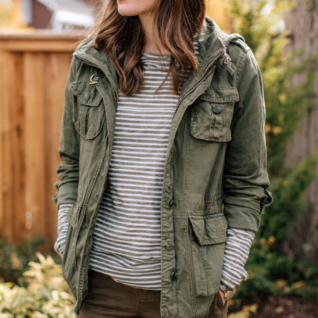 Utility Jackets and Striped Long Sleeves