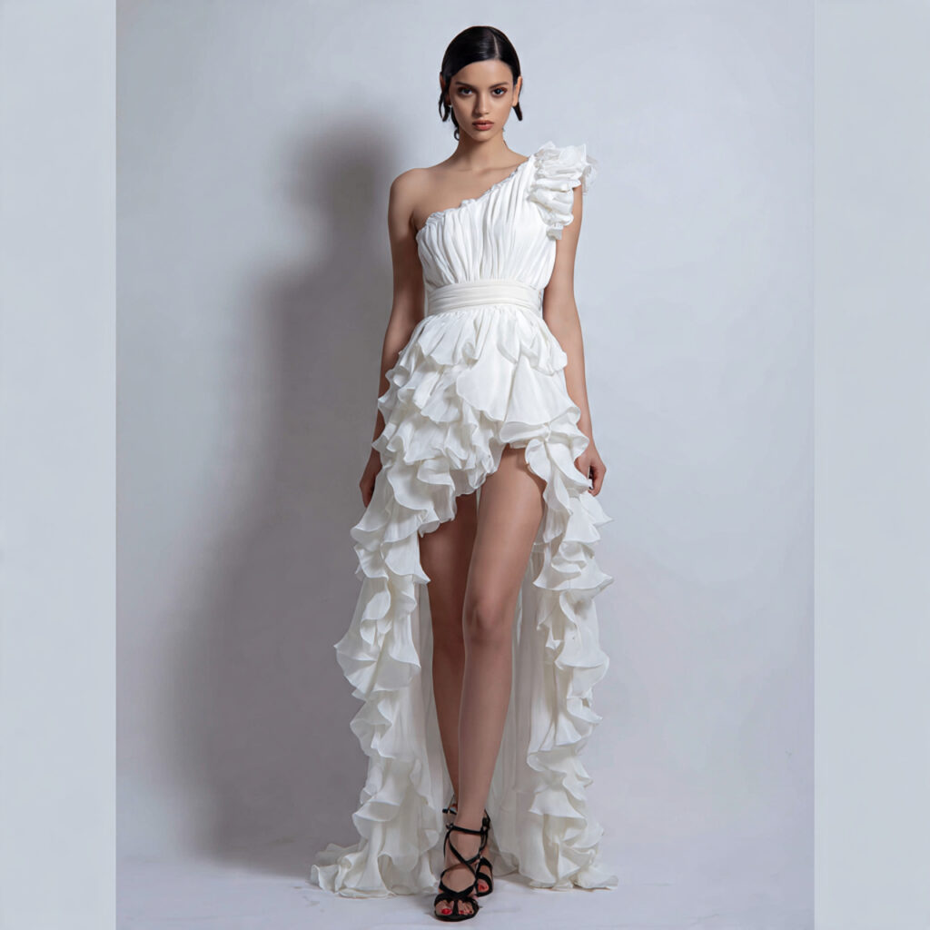 Asymmetrical One Shoulder Gown