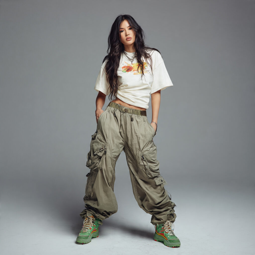 Baby Tees with Wide Leg Cargo Pants