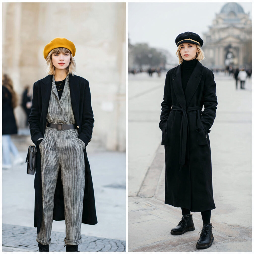 22 Best European Fall Outfits Ideas for a Sophisticated Wardrobe 14 Berets Paired with Minimalist Wrap Coats