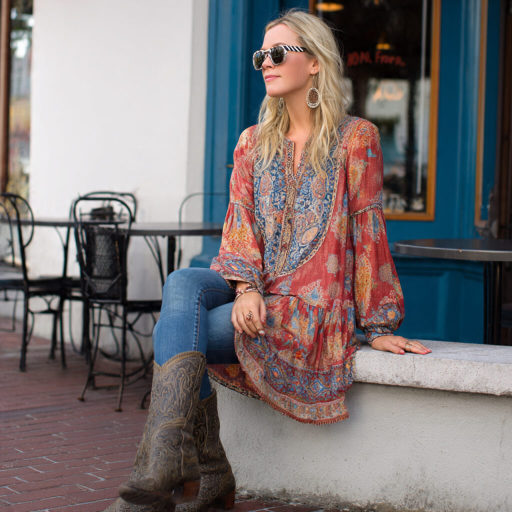Bohemian Tunic and Straight Leg Jeans