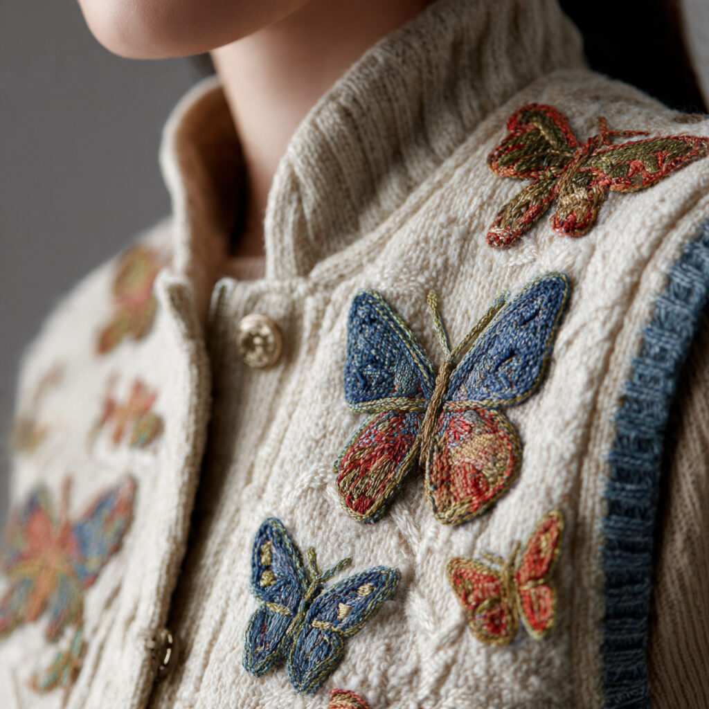 Butterfly Motif Embroidered Vests