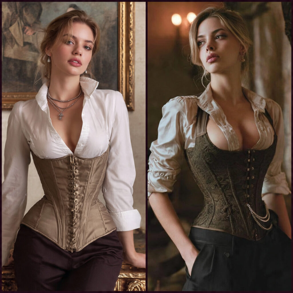 Corseted Bodices Over Button Down Shirts
