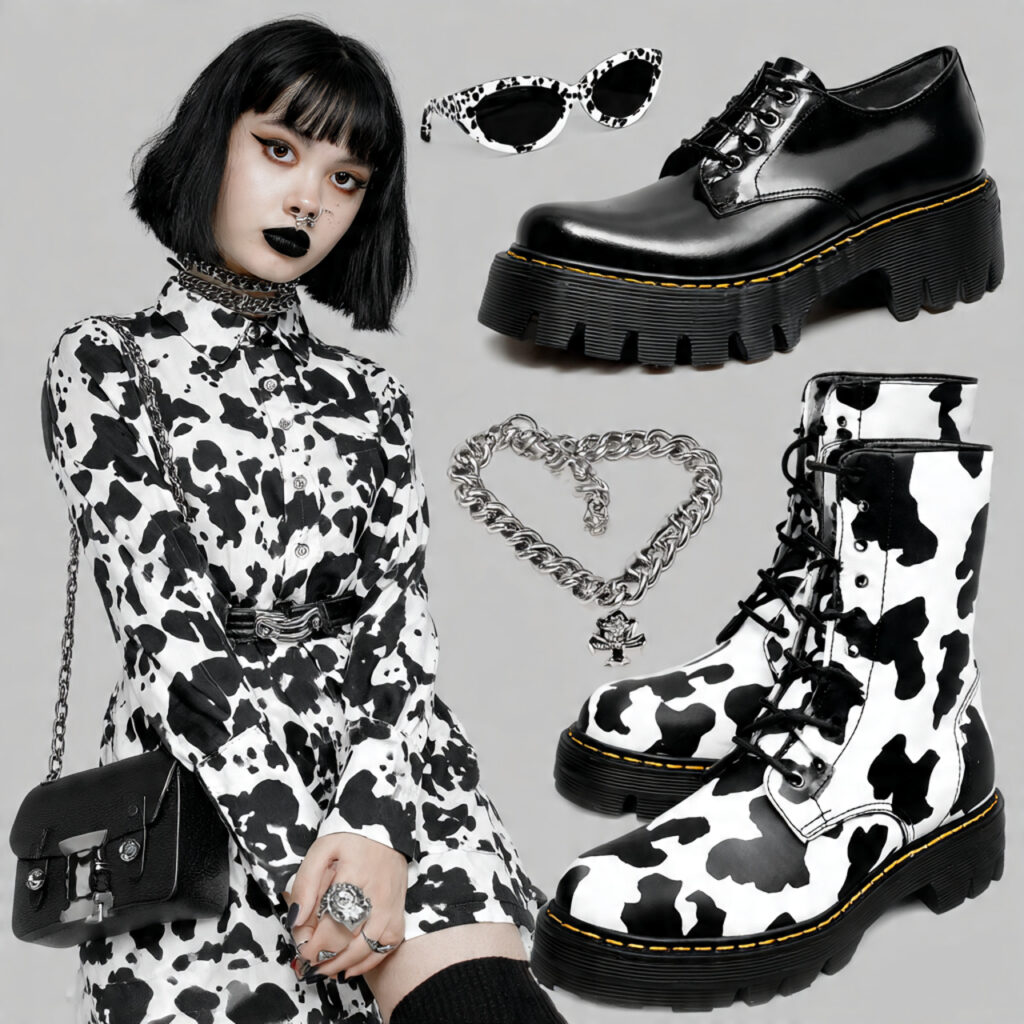 Cow Print Accessories and Monochrome Bases