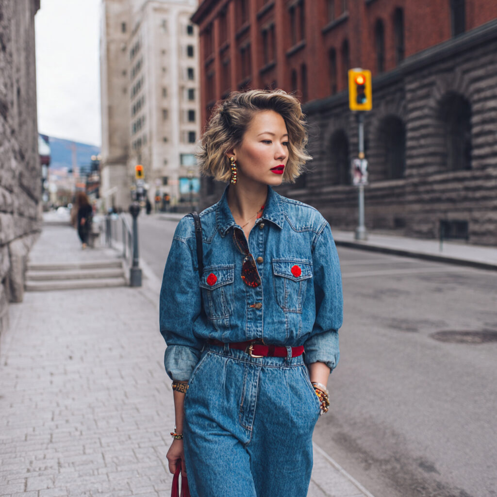 Denim on Denim Canadian Tuxedo with Red Accents